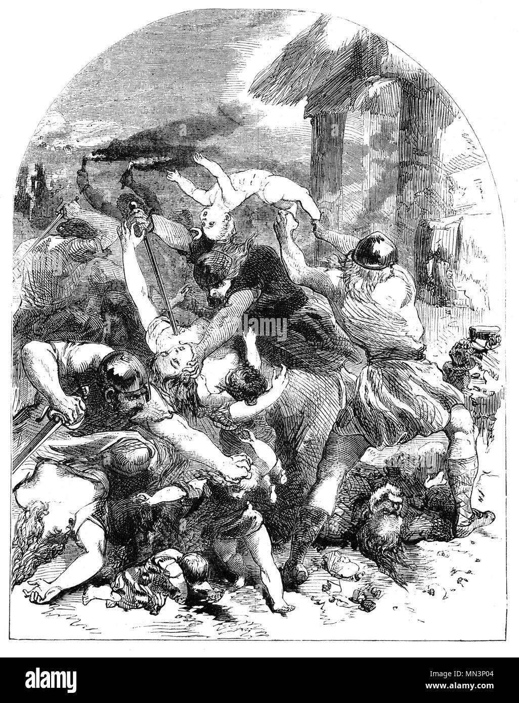 Le massacre de la journée St Brice d'Angleterre habitants danois commandés par l'Æthelred n'est pas prêt en novembre 1002, au cours de laquelle le roi Sweyn soeur et son beau-frère auraient été tués. Sweyn Forkbeard ((960 - 1014) fut roi du Danemark au cours de 986-1014. Il était le père du roi Harald II de Danemark, le Roi Cnut le Grand et La Reine Estrid. Svendsdatter En 1000 Sweyn a jugé la majeure partie de la Norvège. En 1013, peu avant sa mort, il devint le premier roi d'Angleterre après un long effort. Banque D'Images