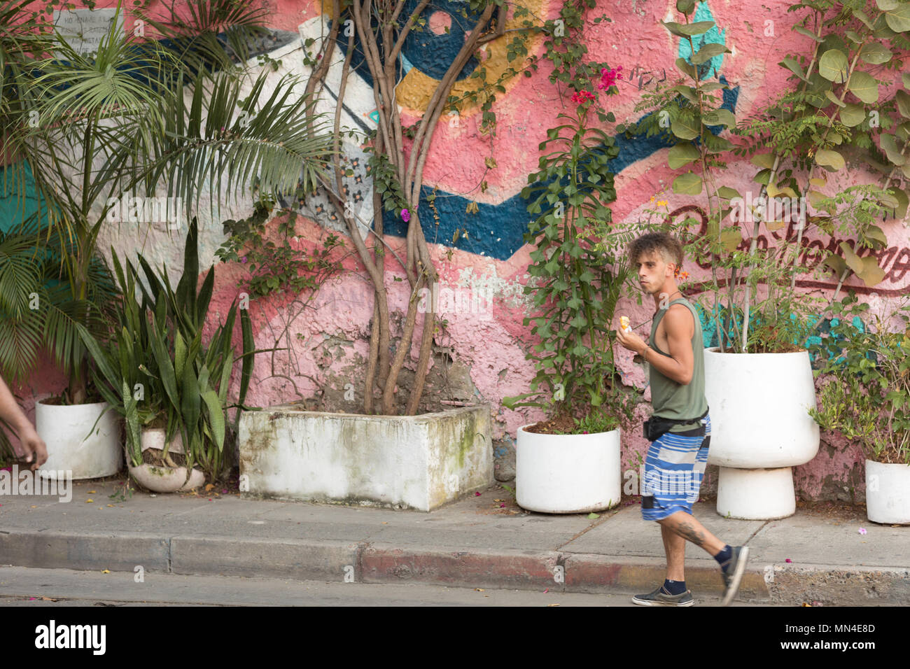 Les rues colorées de Getsemani, Carthagène, Colombie, Amérique du Sud Banque D'Images