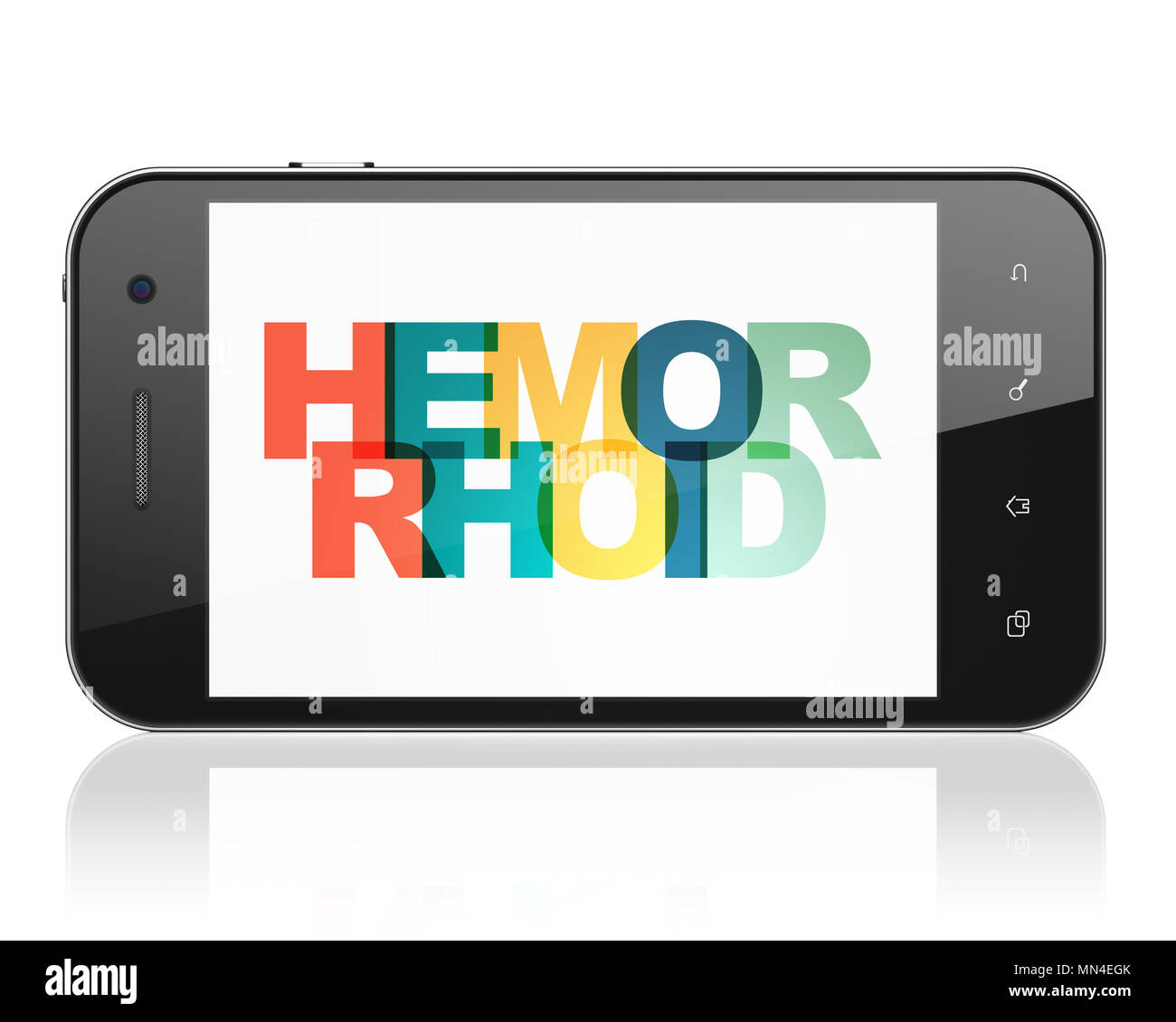 Concept de soins : Smartphone avec affichage sur Hémorroïdes Banque D'Images