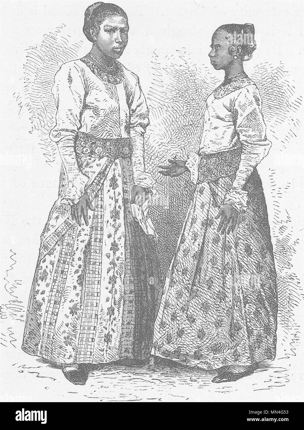Le SRI LANKA. Les femmes 1892 cinghalaise ancienne vintage print photo Banque D'Images