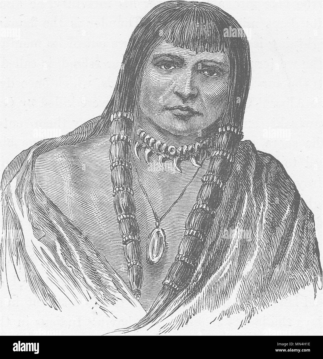 USA. Les Indiens Sioux, montrant la méthode de s'habiller les cheveux 1890 old print Banque D'Images