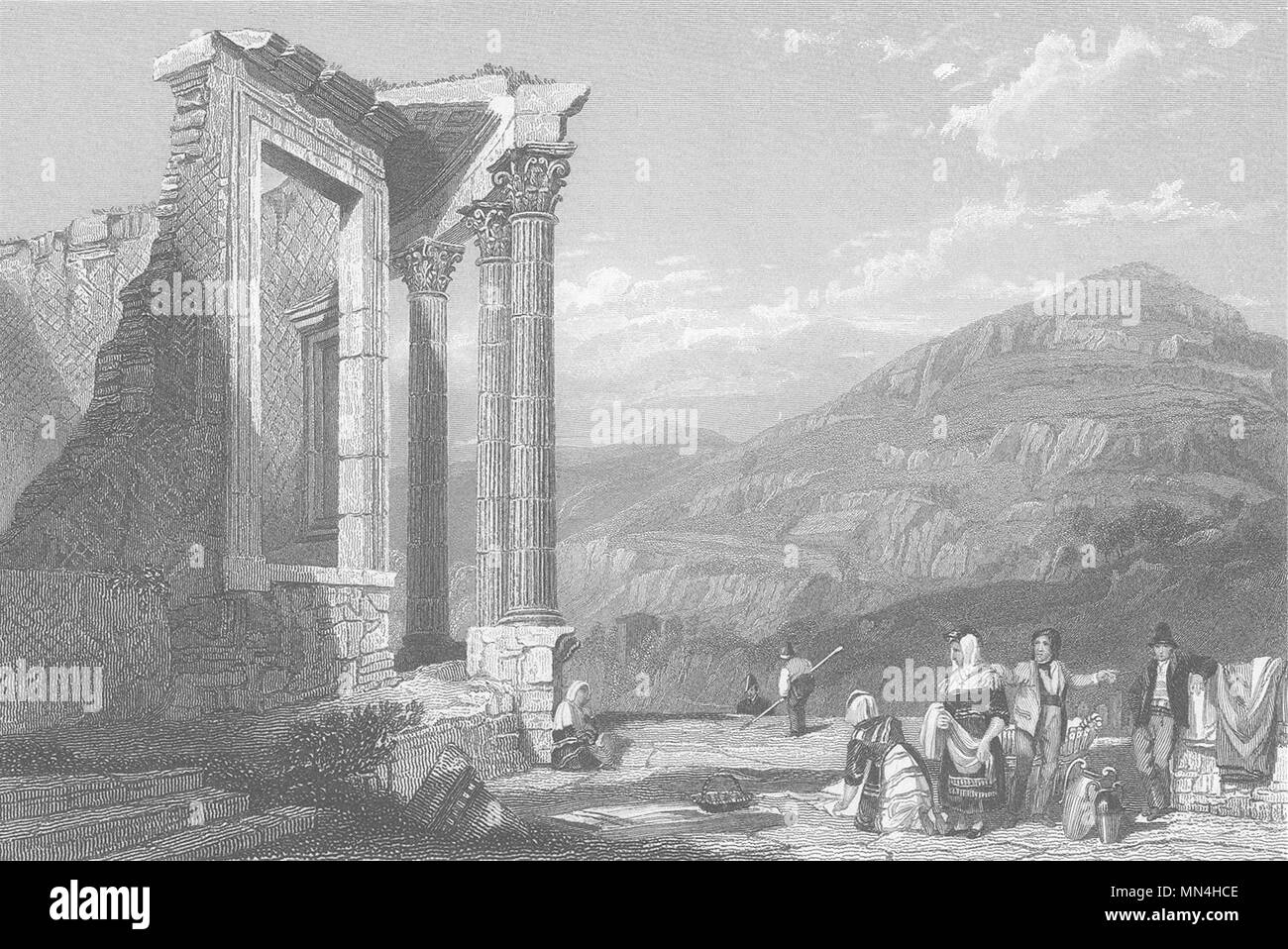 L'Italie. Temple de Vesta, Tivoli. Handy 1834 ancienne vintage print photo Banque D'Images
