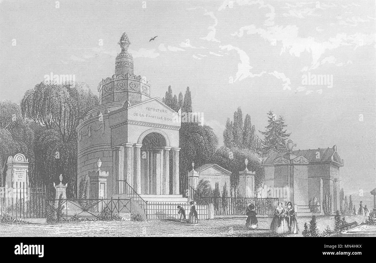 PARIS. Monuments de Pere la Chaise c1856 ancienne vintage print photo Banque D'Images