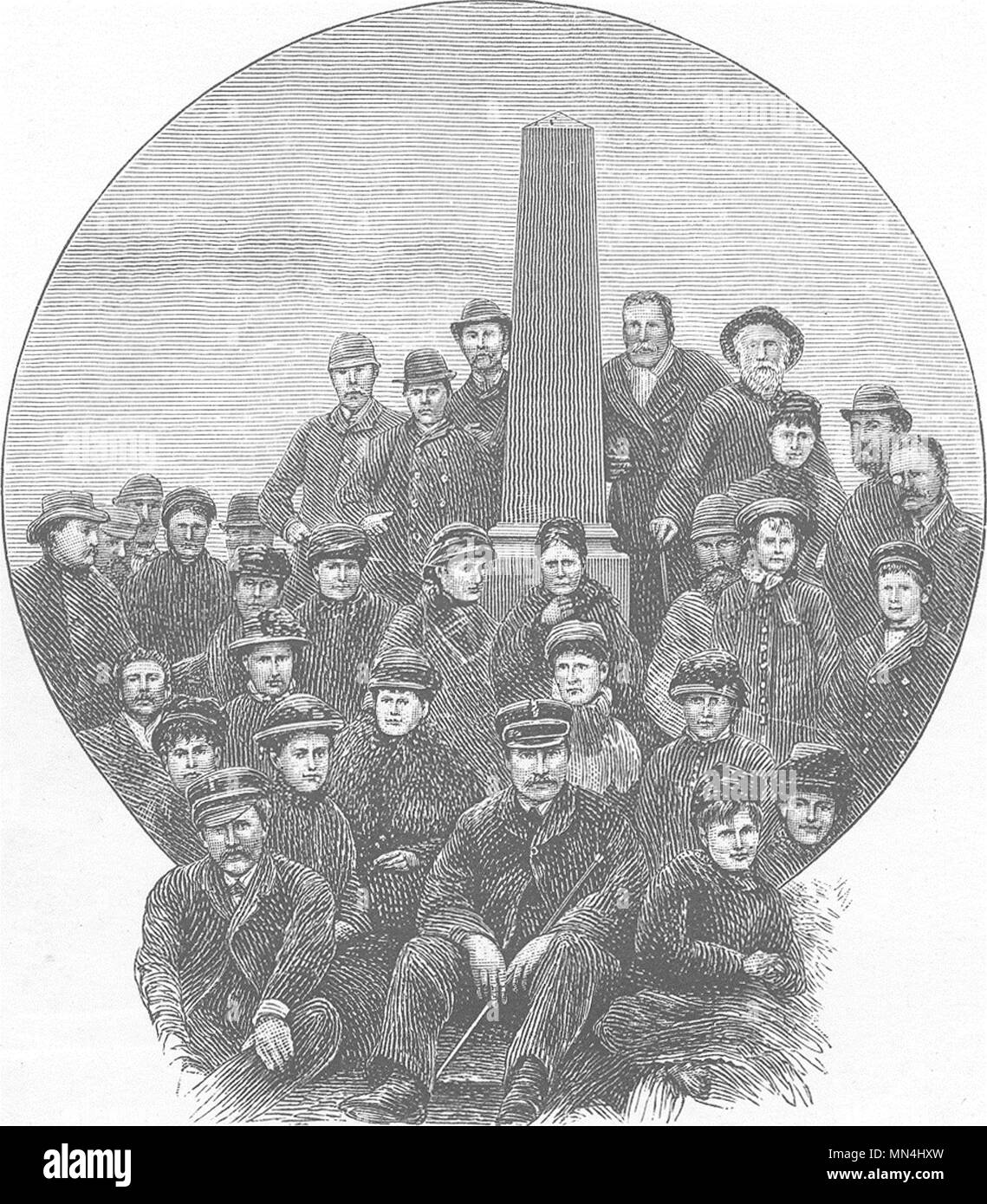 Cap Nord. Un groupe à minuit le 25 juin 1884. La Norvège. Petit vieux 1890 imprimer Banque D'Images