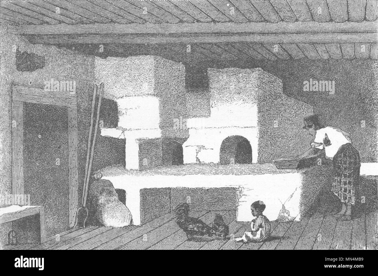 La Russie. Un House-Woman du paysan faire du pain 1880 ancienne imprimer photo Banque D'Images