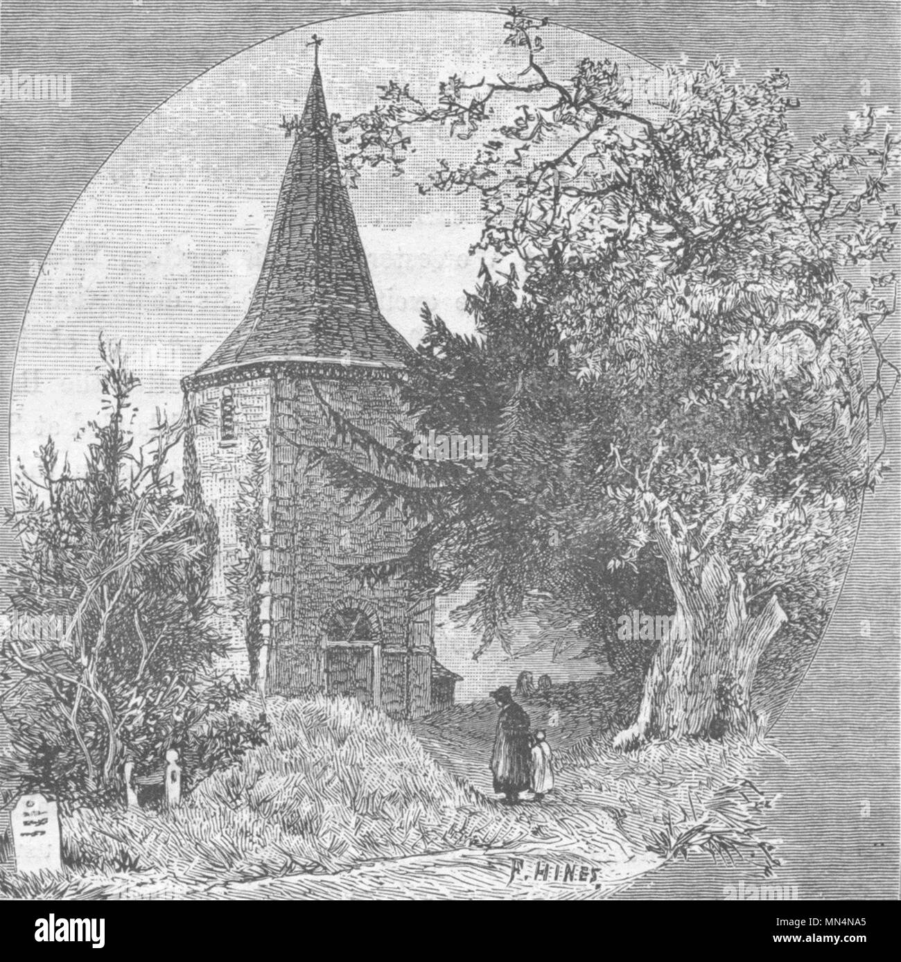La FORÊT. Brockenhurst Église, célèbre chêne if 1898 ancienne imprimer photo Banque D'Images La FORÊT. Brockenhurst Église, célèbre chêne if 1898 ancienne imprimer photo Banque D'Images