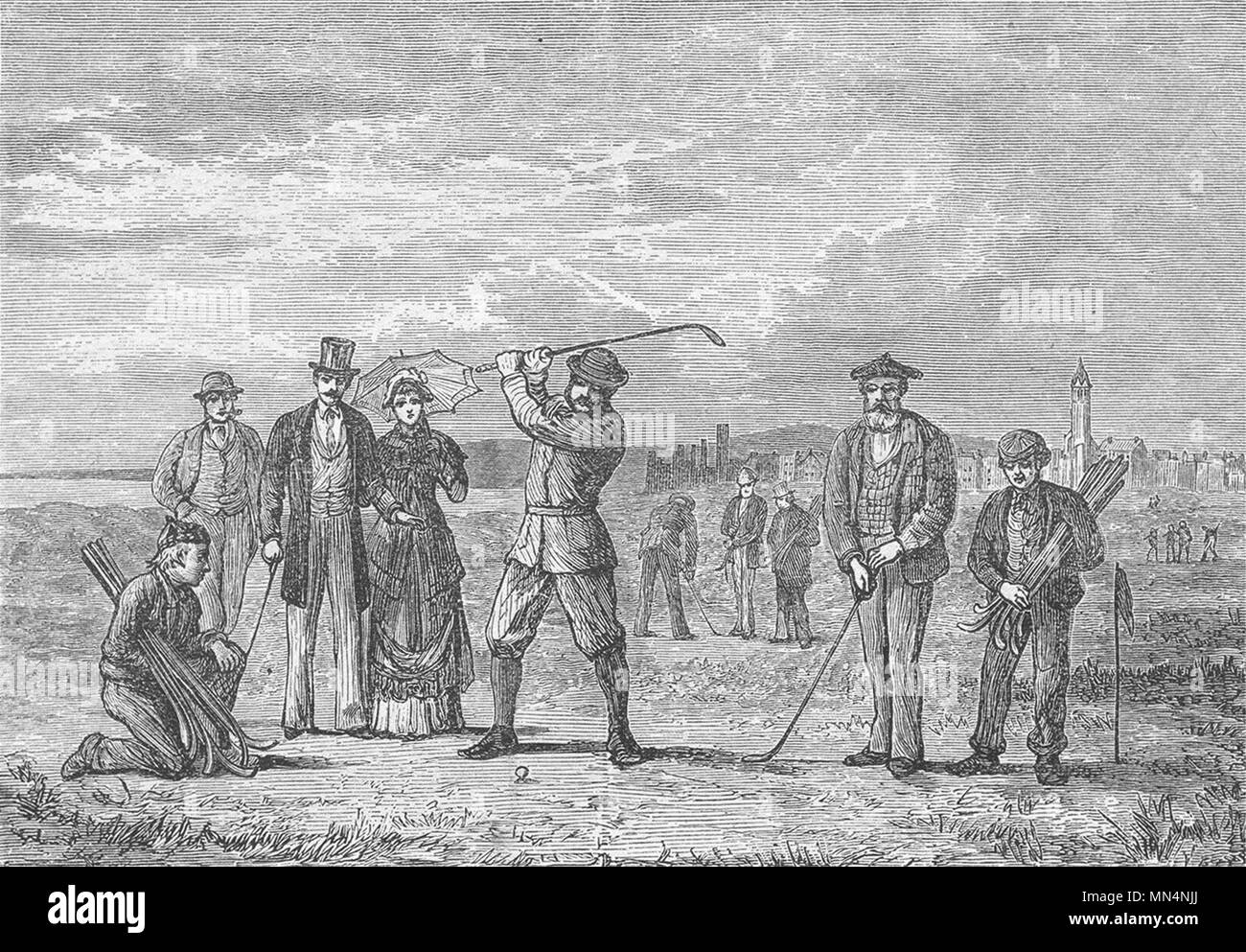 L'Écosse. St Andrew's & Fife. Golf, links 1898 ancienne imprimer photo Banque D'Images