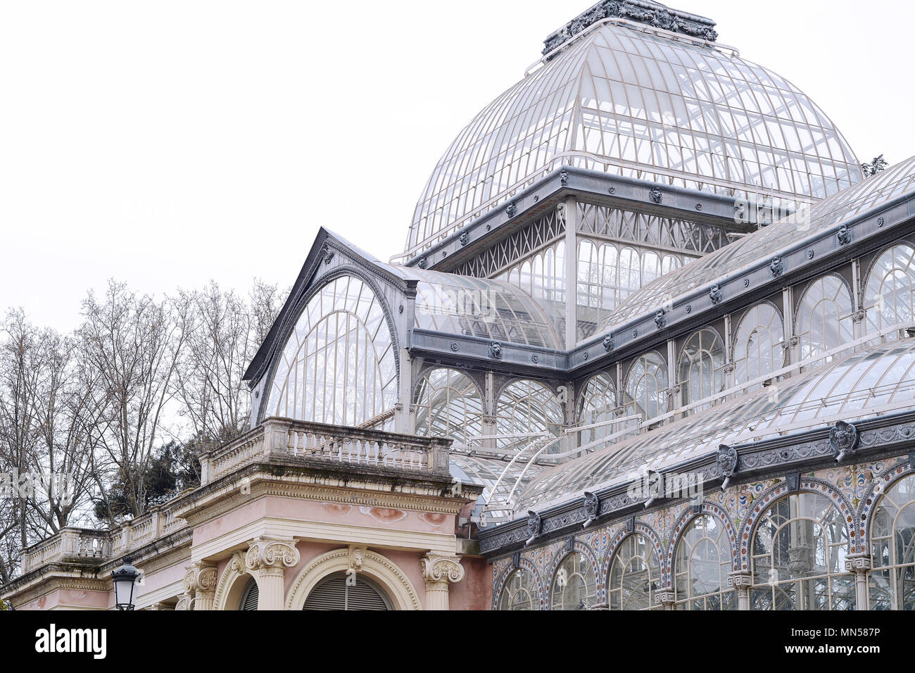 Façade du Palais Crystal à Madrid, Espagne. Banque D'Images