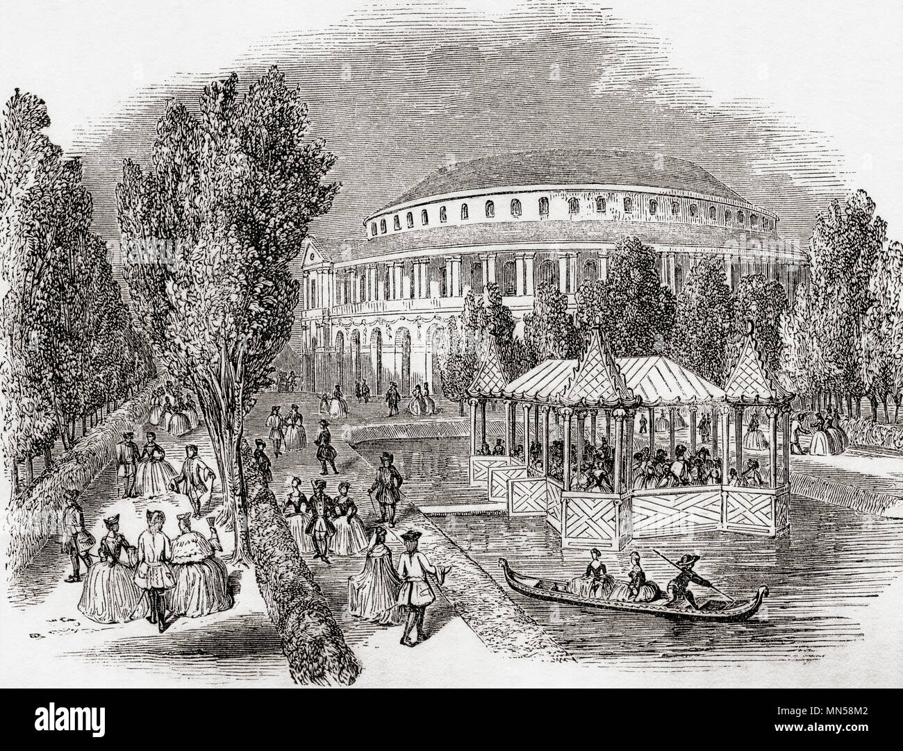 Vue sur Ranelagh Gardens la Rotonde et la Chambre Chinoise, Chelsea, Londres, Angleterre en 1751. À partir de la vieille Angleterre : A Pictorial Museum, publié 1847. Banque D'Images