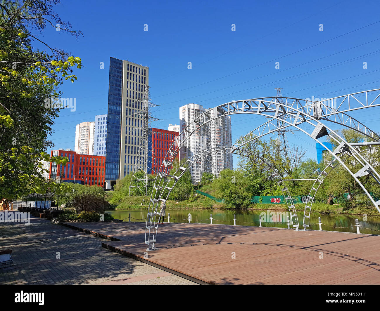 Moscow, Russie - Mai 10. 2018. Vue sur le centre d'affaires Aero City de Waterfront Banque D'Images