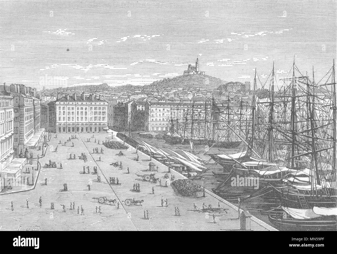BOUCHES-DU-RHÔNE. Marseille. Le port vieux 1880 ancienne imprimer photo  Photo Stock - Alamy