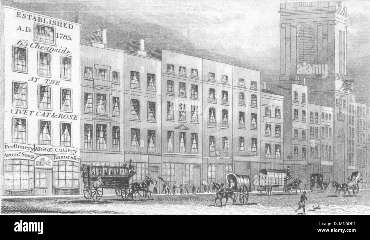 Londres. Cheapside, Londres. DUGDALE 1845 ancienne vintage print photo Banque D'Images
