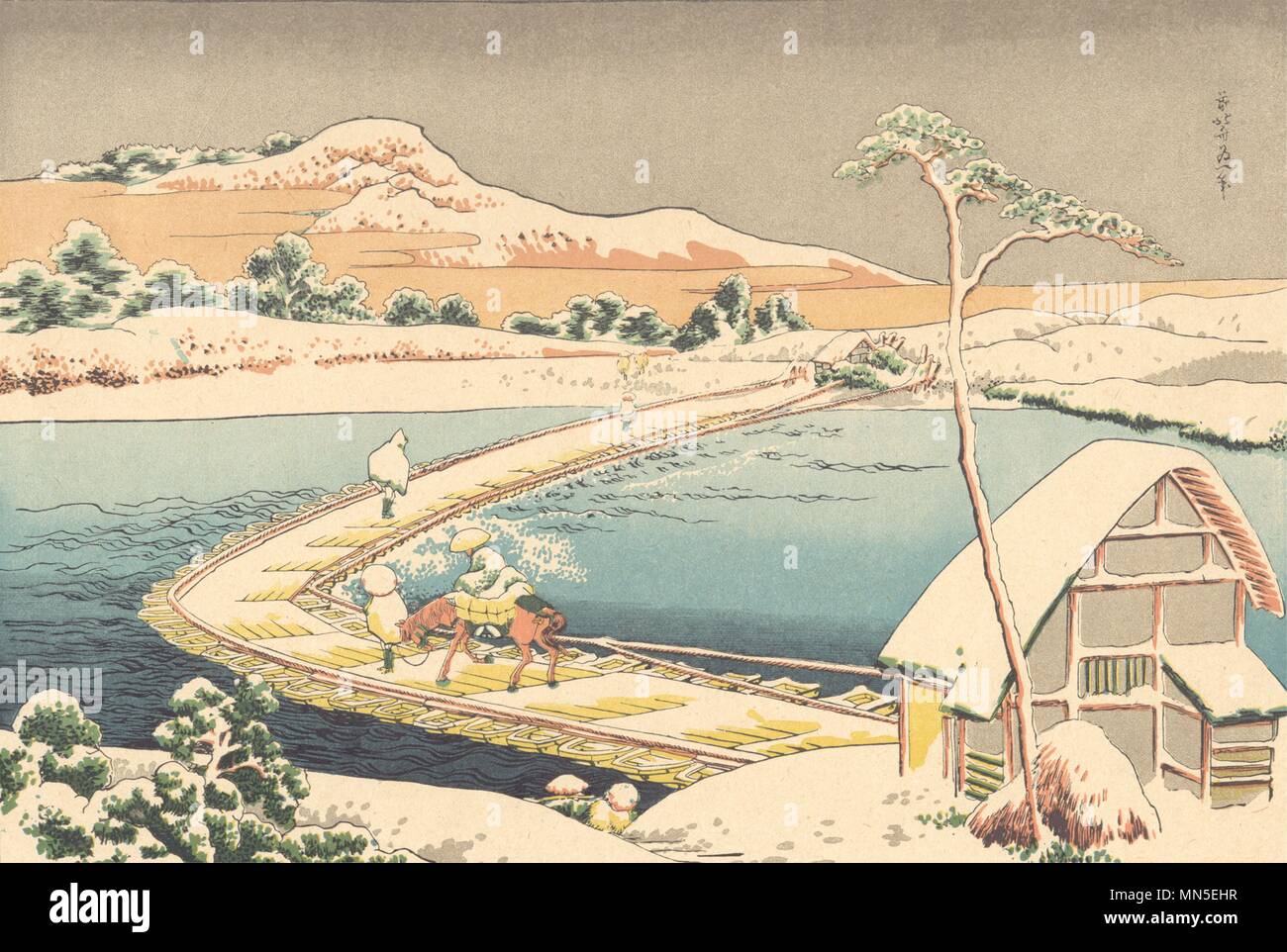 Le JAPON. Paysage. Par Hokusai 1890 ancienne vintage print photo Banque D'Images