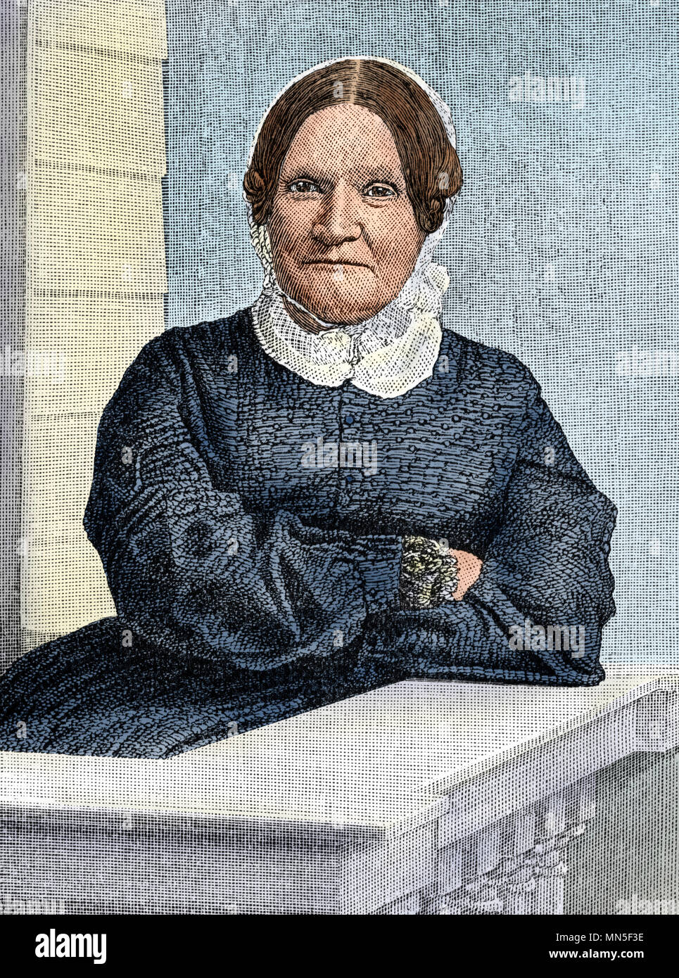 Lydia Maria Child portrait. Gravure sur bois couleur numérique Banque D'Images