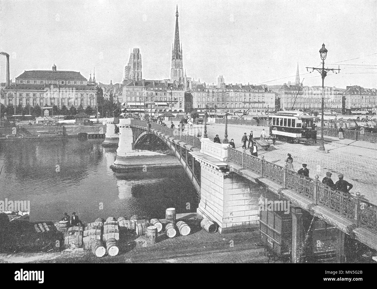 SEINE- MARITIME. Rouen. Le Pont Boieldieu 1900 ancienne imprimer photo  Photo Stock - Alamy