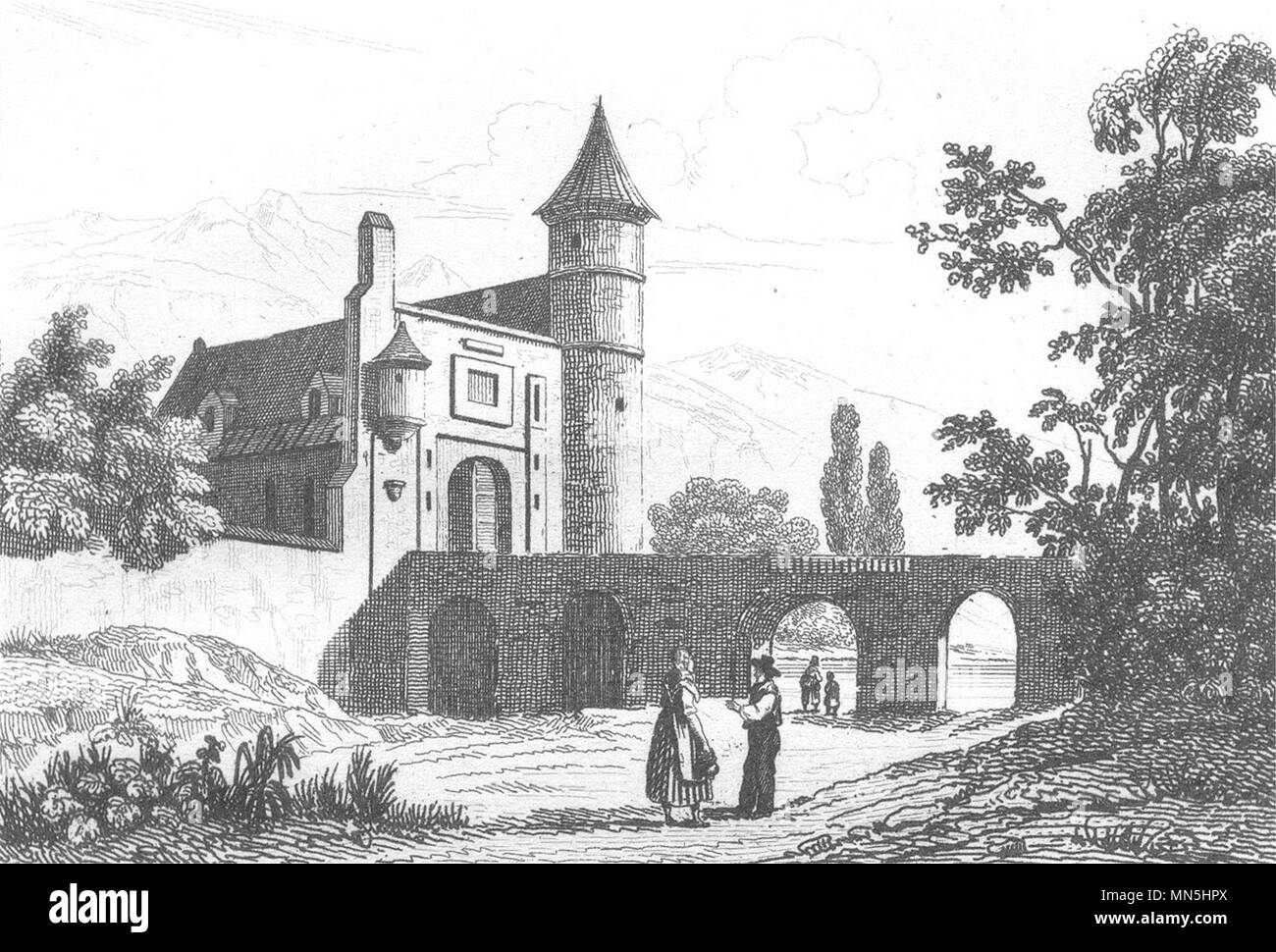 HAUTE-Saône. Chatean de Frasne 1835 ancienne vintage print photo Banque D'Images