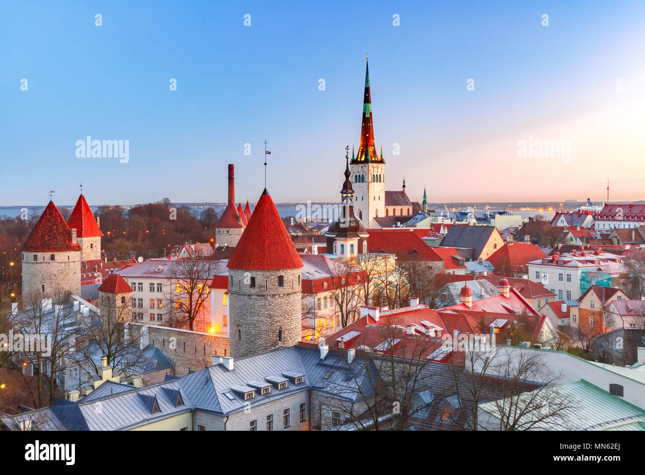 Vue aérienne de la vieille ville de Tallinn, Estonie Banque D'Images