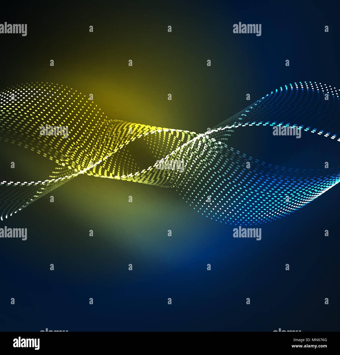 L'onde de vecteur de fond des particules. L'onde de vecteur de fond de particules 3D - digital lumineux vague de particules brillantes. La technologie futuriste et illustration vectorielle, élément moderne de HUD Illustration de Vecteur