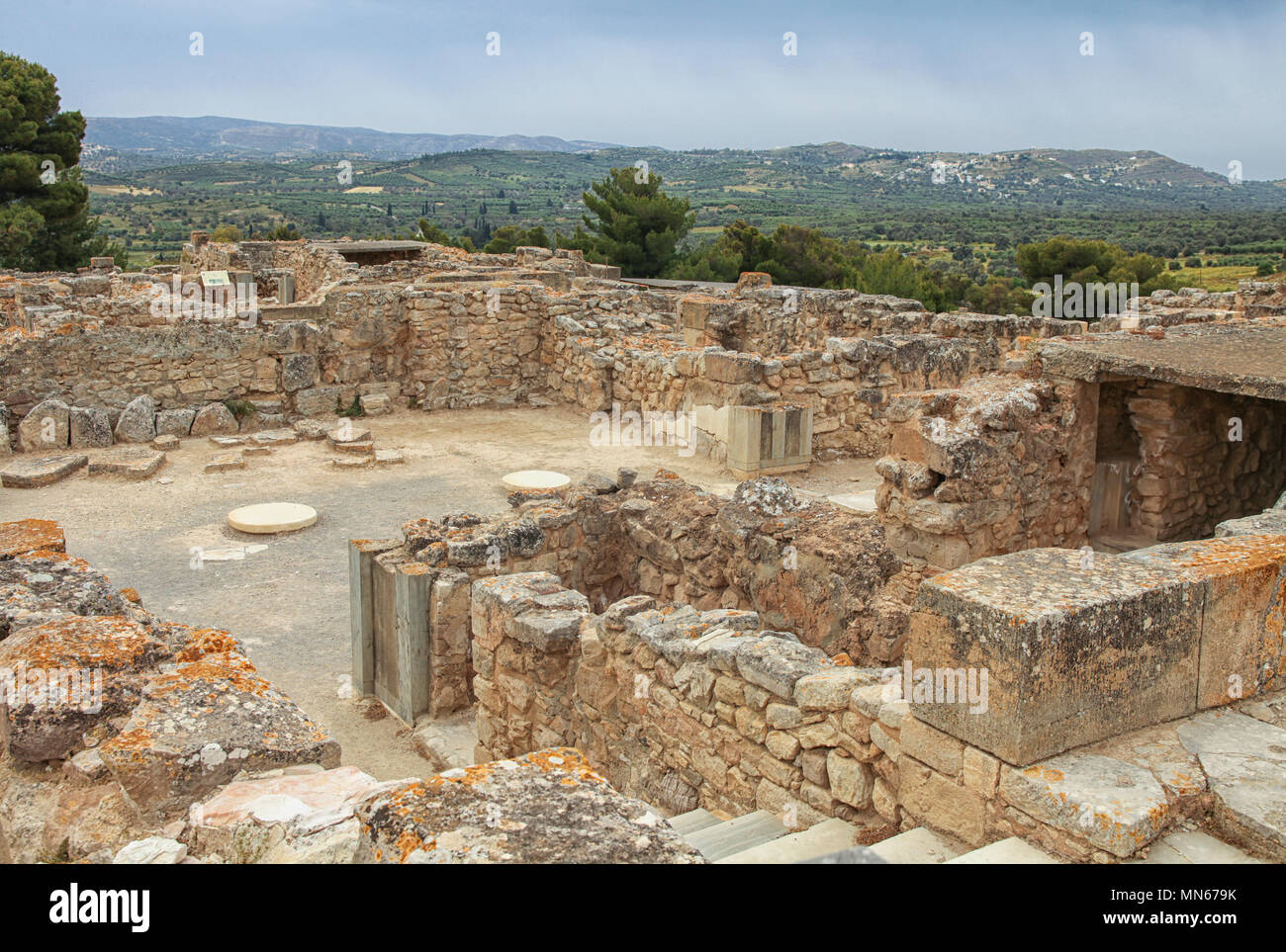 Parties de Phaistos, en Crète, une ancienne ville Minoenne d'environ 2000 avant J.-C. Banque D'Images