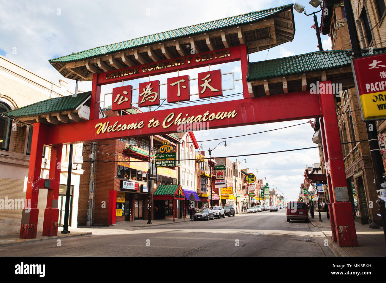 Le quartier de Chinatown à Gate, Chicago, Illinois, États-Unis Banque D'Images
