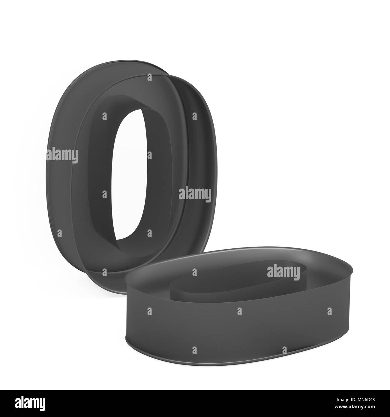 Cuisson métal antiadhésif PTFE anodisé ou moule à gâteau chiffre 0 mathématique posé comme sur fond blanc, l'image de la police en rendu 3D Banque D'Images