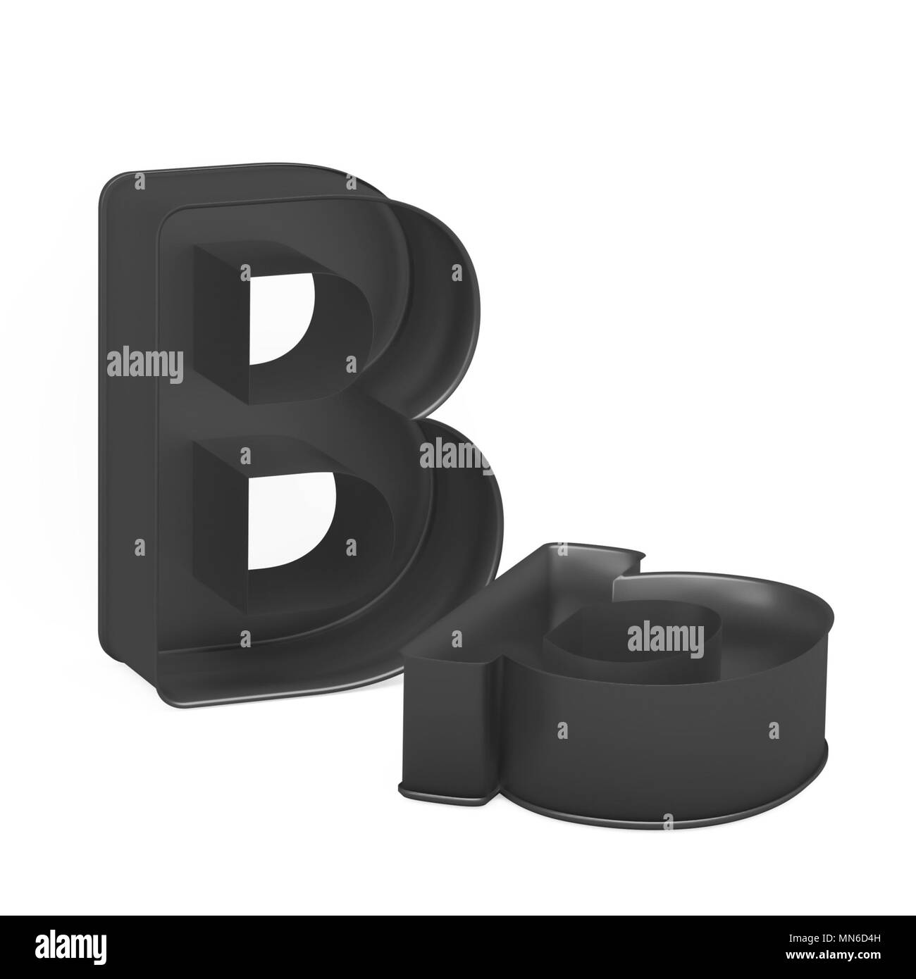 Cuisson antiadhésive métal anodisé PTFE ou moule à gâteaux ensemble de capital et les minuscules comme des lettres B sur fond blanc, l'image de la police en rendu 3D Banque D'Images