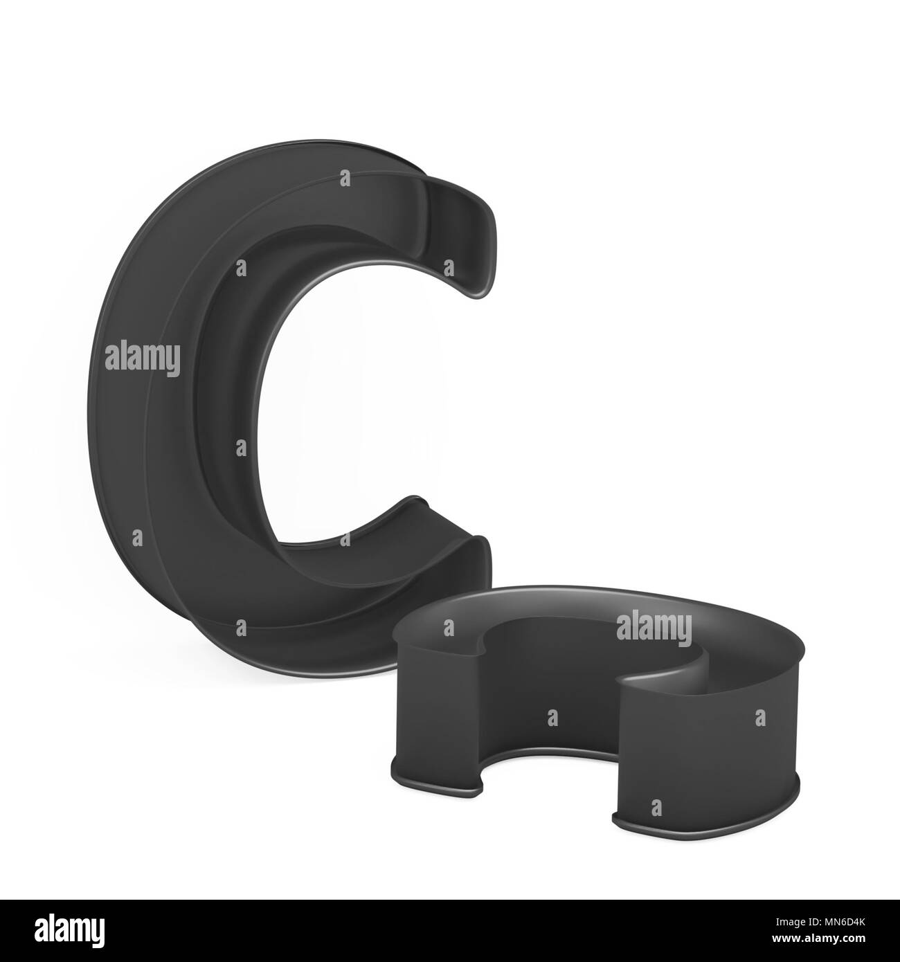 Cuisson antiadhésive métal anodisé PTFE ou moule à gâteaux ensemble de capital et les minuscules comme des lettres C sur fond blanc, l'image de la police en rendu 3D Banque D'Images