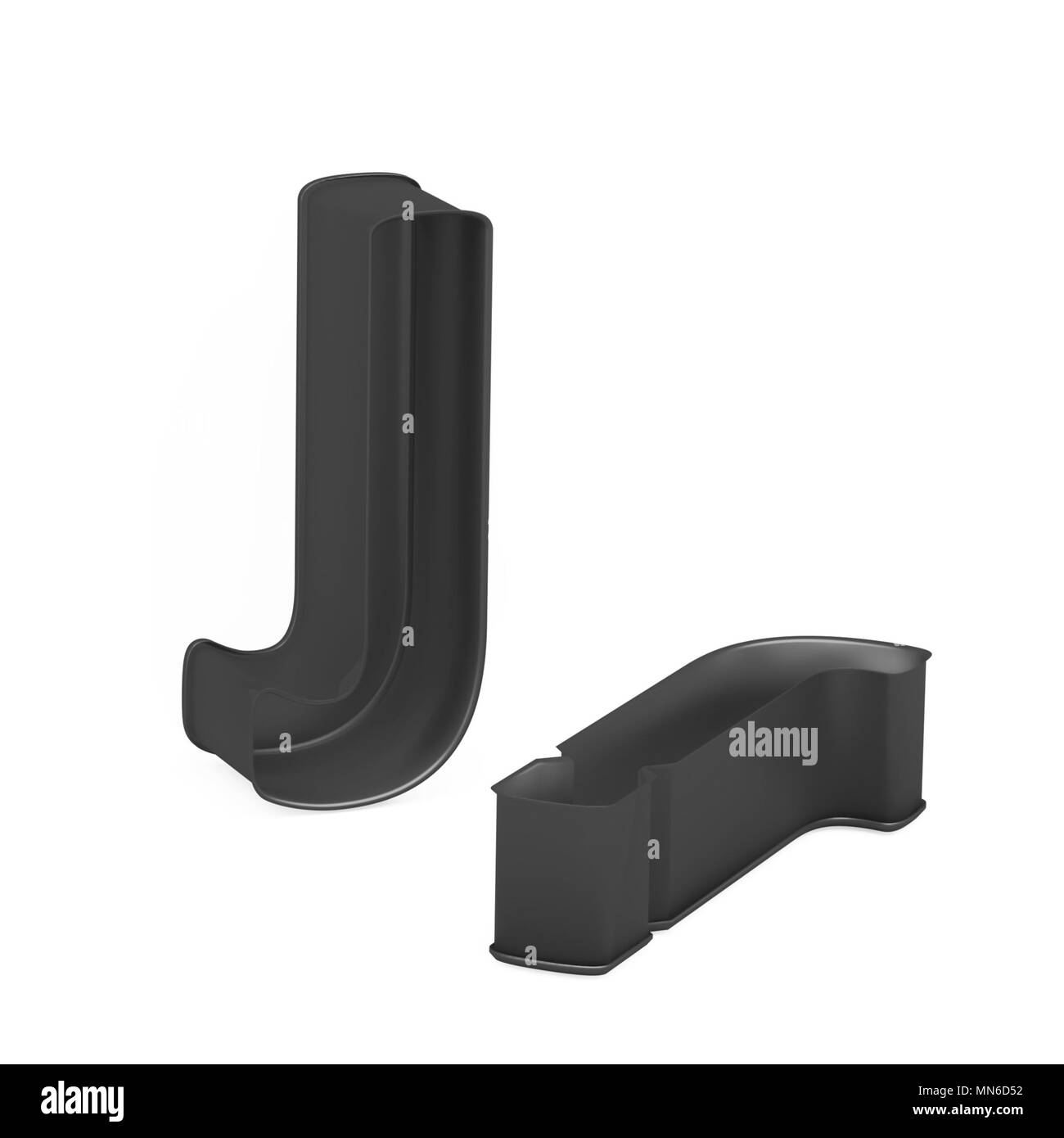 Cuisson antiadhésive métal anodisé PTFE ou moule à gâteaux ensemble de capital et les minuscules comme lettres J sur fond blanc, l'image de la police en rendu 3D Banque D'Images