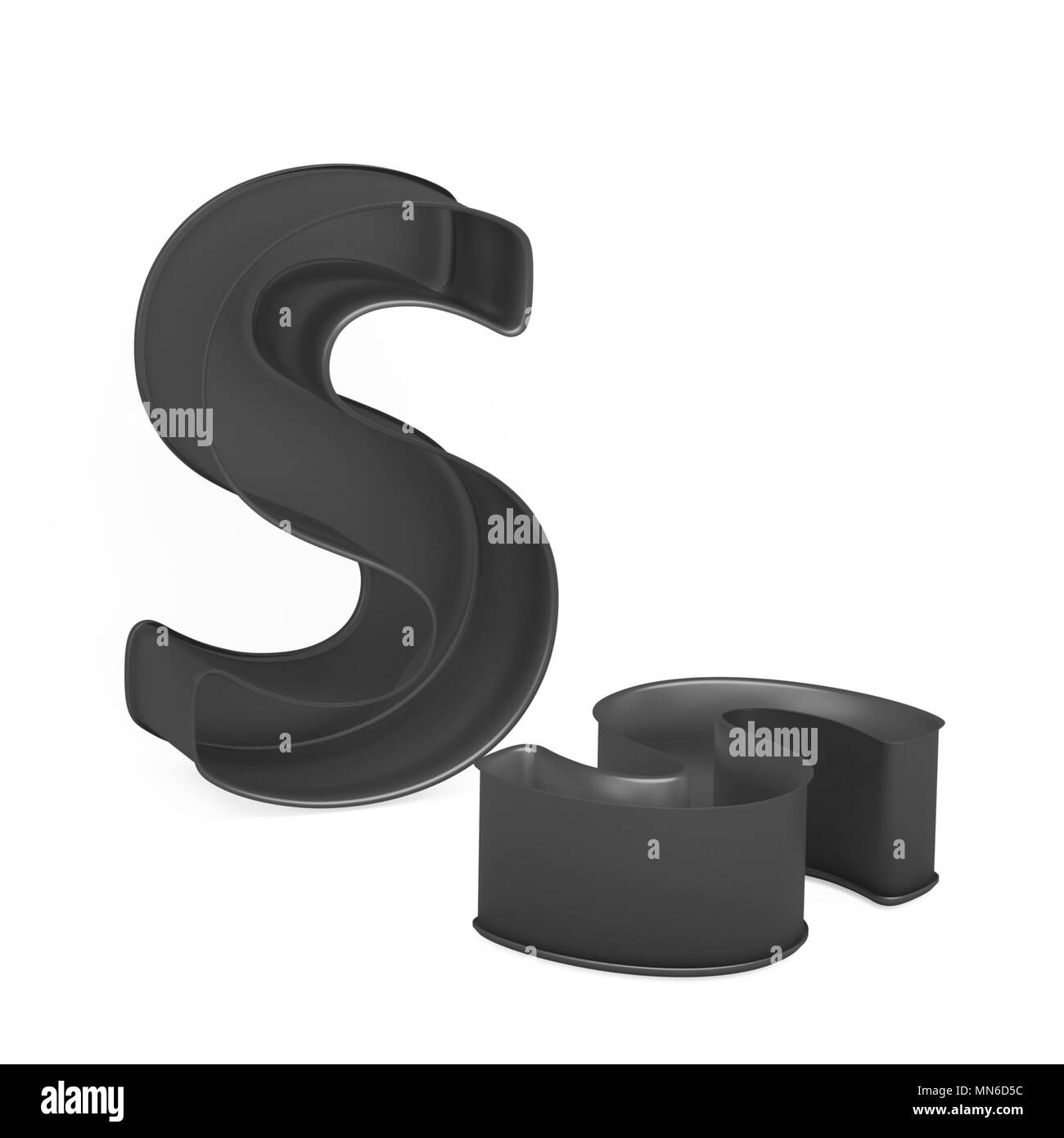 Cuisson antiadhésive métal anodisé PTFE ou moule à gâteaux ensemble de capital et les minuscules comme des lettres S sur fond blanc, l'image de la police en rendu 3D Banque D'Images