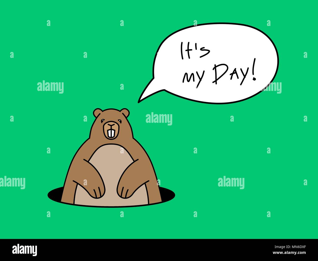 Marmotte marron collant à taille de la fosse et il dit que c'est ma journée Illustration de Vecteur