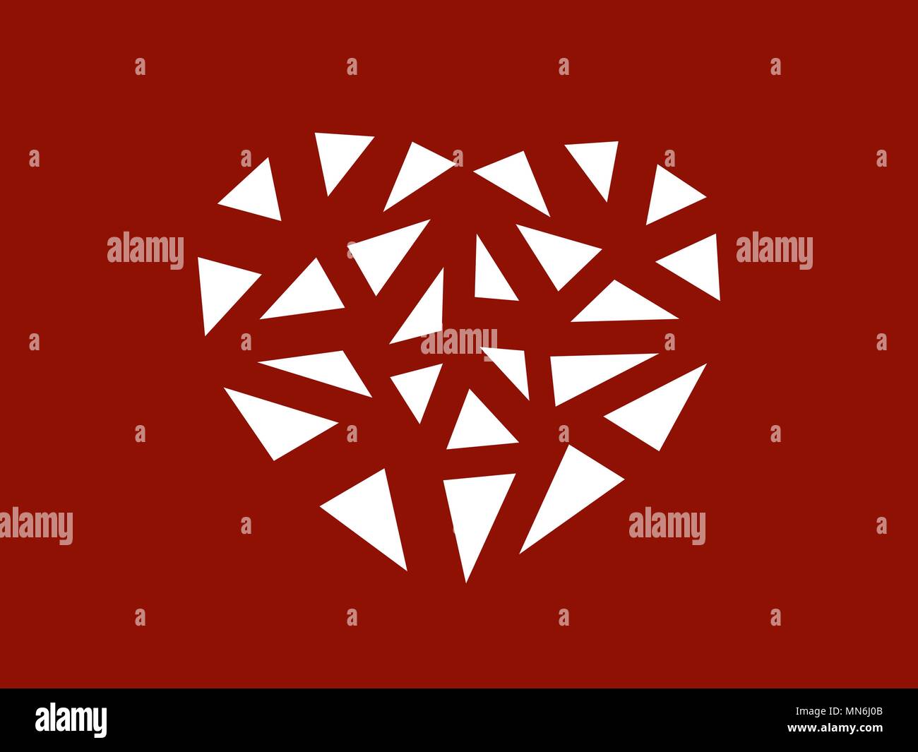 Coeur blanc Split à partir de petits triangles sur fond rouge Illustration de Vecteur