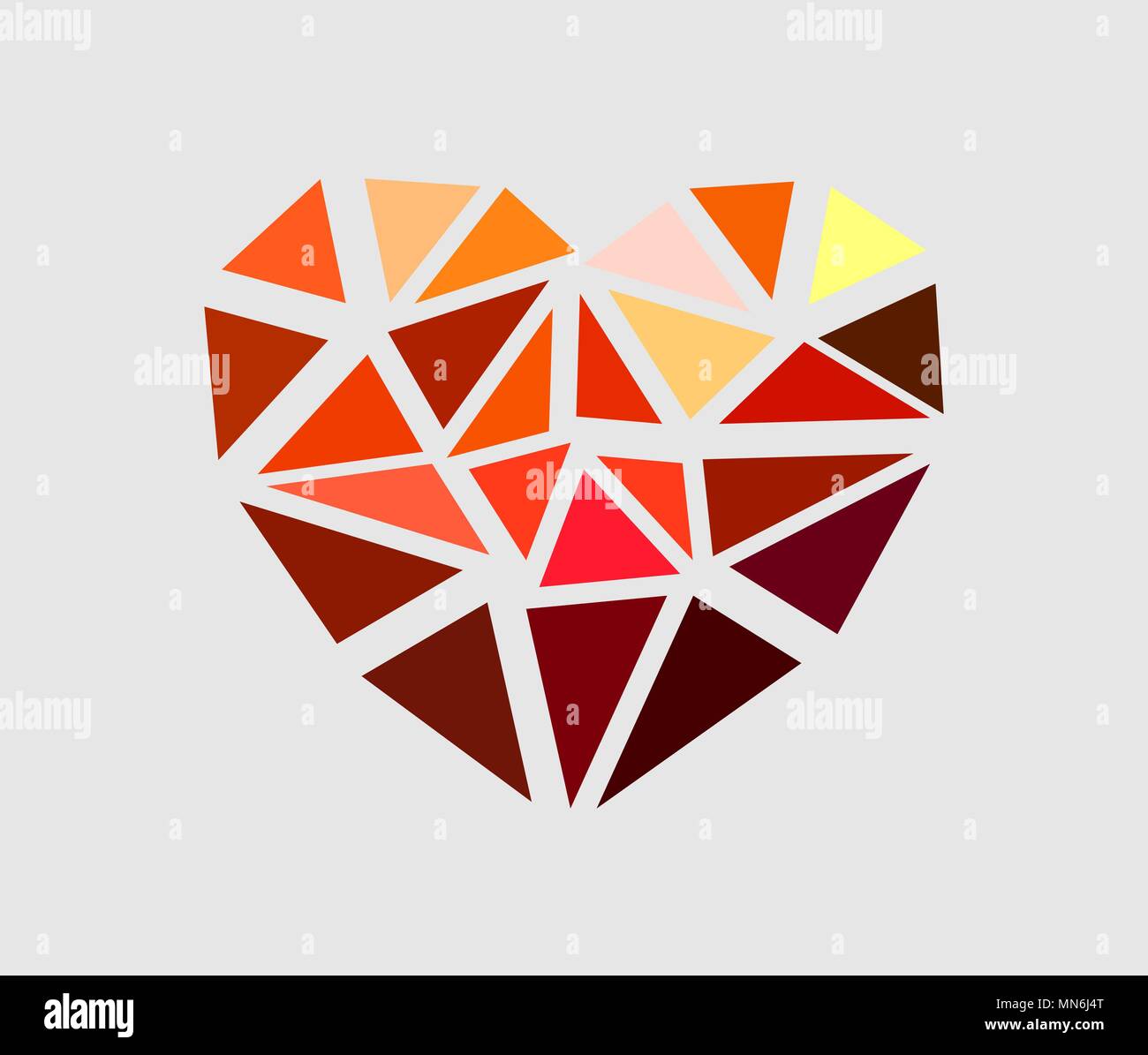 Broken en triangles diamond cœur rouge sur fond gris Illustration de Vecteur