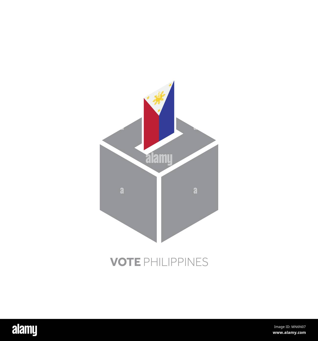 Concept de vote aux Philippines. Drapeau national et l'urne. Illustration de Vecteur