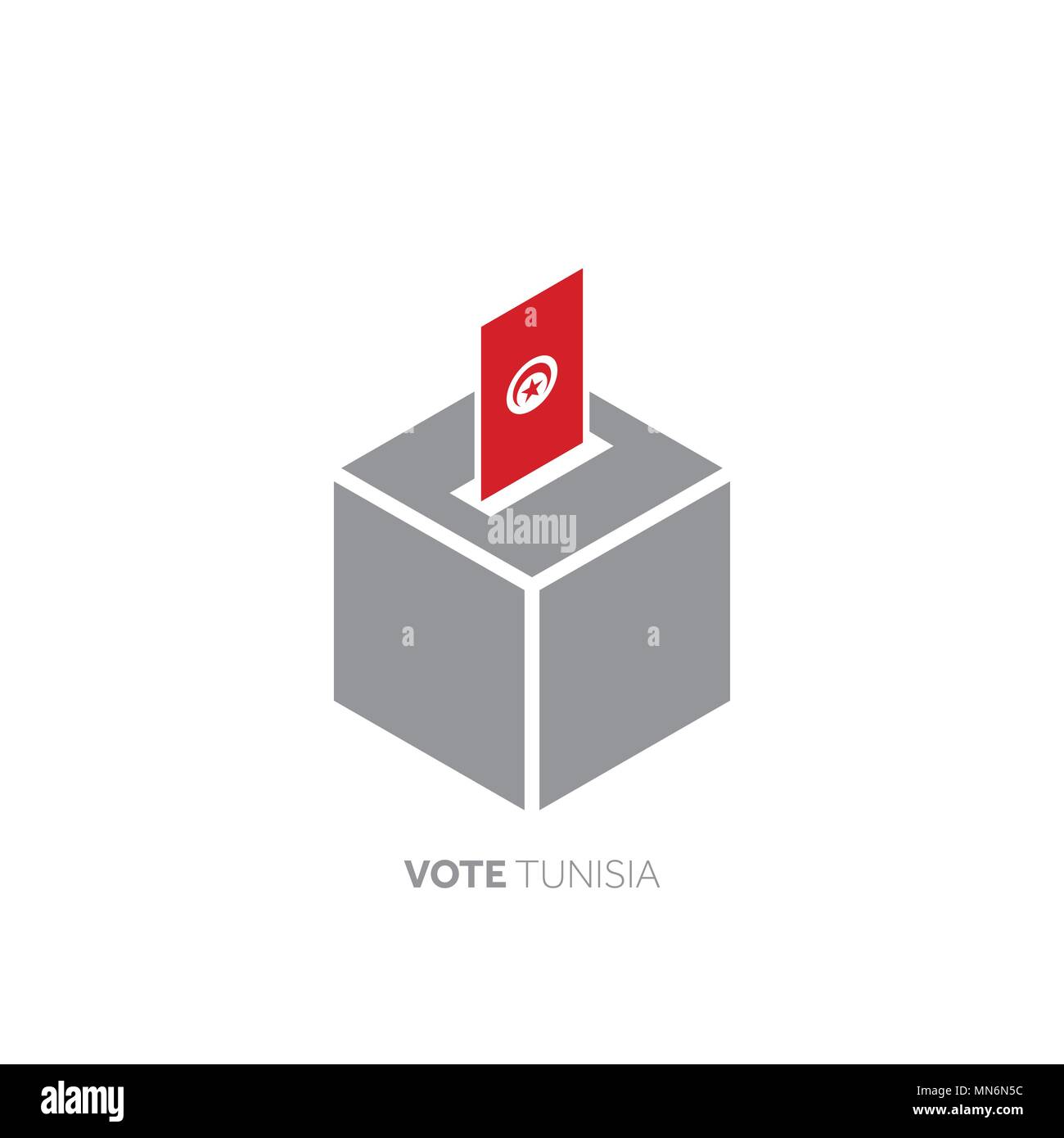 La Tunisie vote concept. Drapeau national et l'urne. Illustration de Vecteur