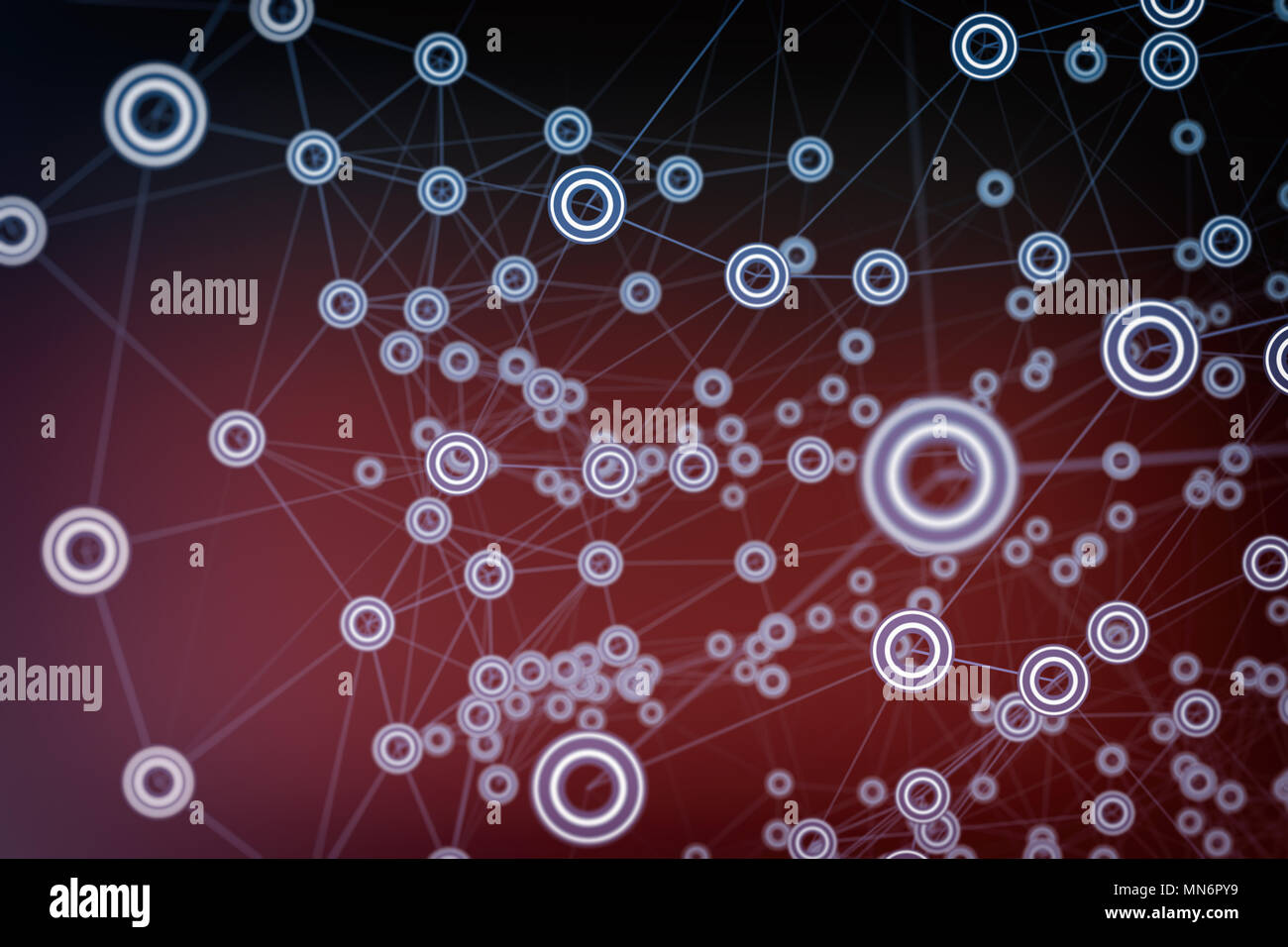 Arrière-plan de réseau de communication internet , points connectés - 3d illustration. Banque D'Images