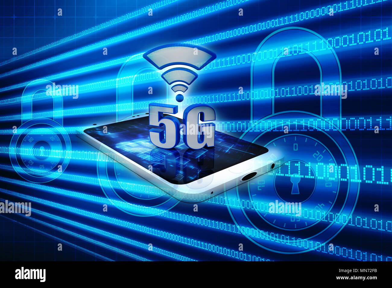 Rendu 3D, 5G, 5G Concept Connexion Banque D'Images