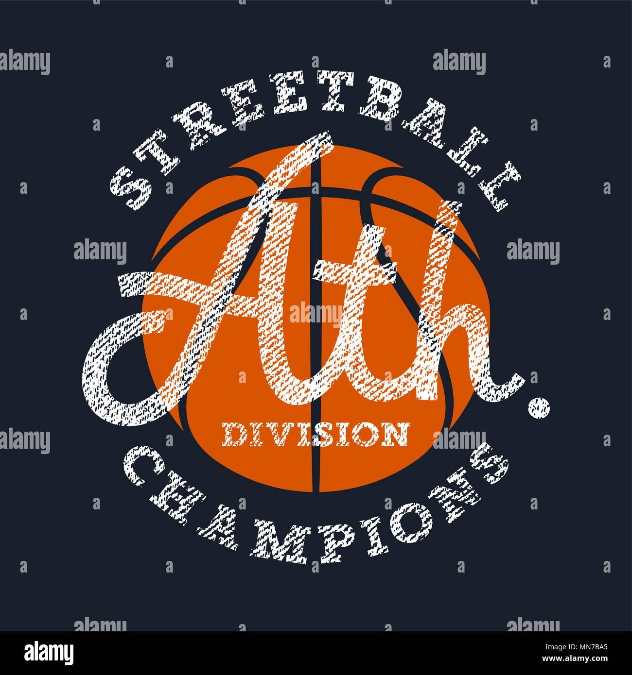 T-shirt Sport / Sport Vintage graphiques typographie / Original Graphic Tee / lettrage / Basketball Streetball texturée de l'emblème de l'équipe Illustration de Vecteur
