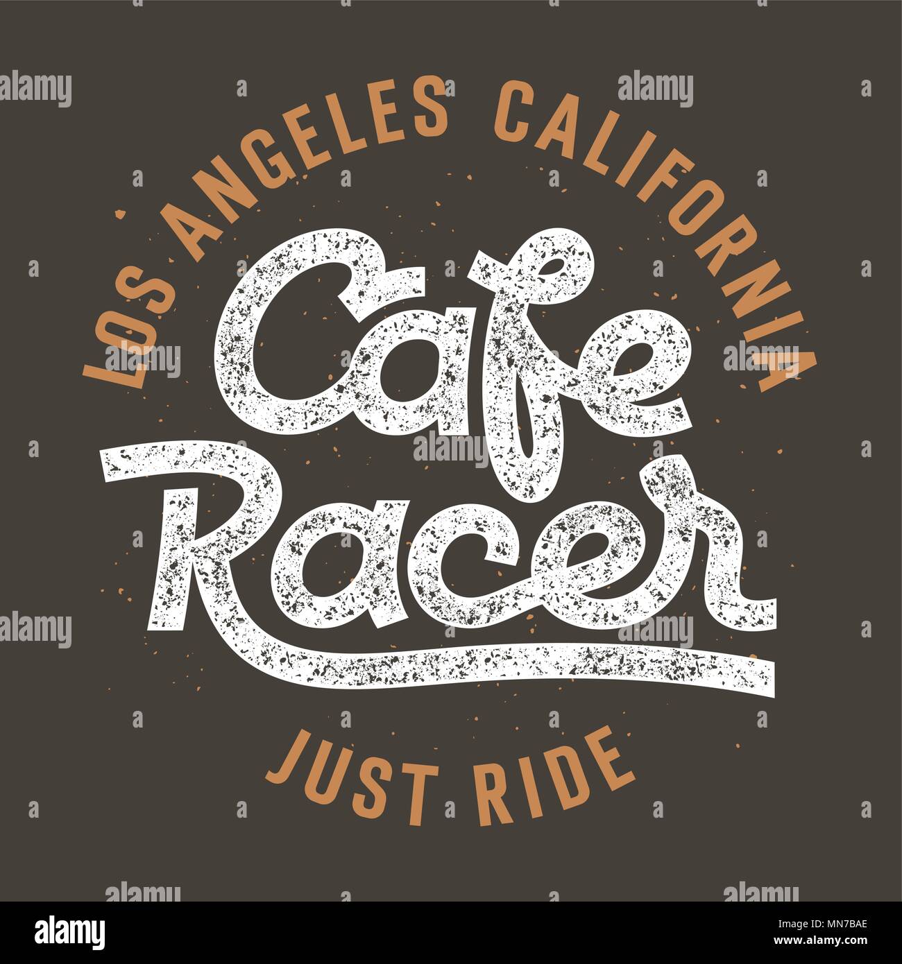 Cafe Racer lettrage dessiné à la main sur un grunge fond / Vintage t-shirt design graphique / Graphic Tee Illustration de Vecteur