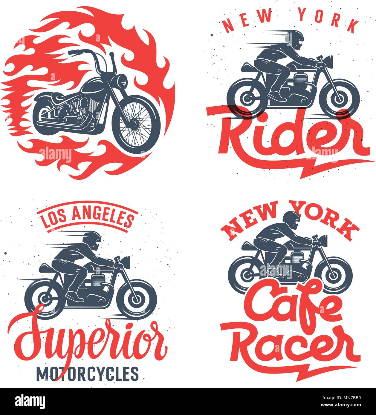 T-shirt moto conception graphique / Ensemble de quatre tirages moto / Graphic Tee / Handmade typographie Illustration de Vecteur