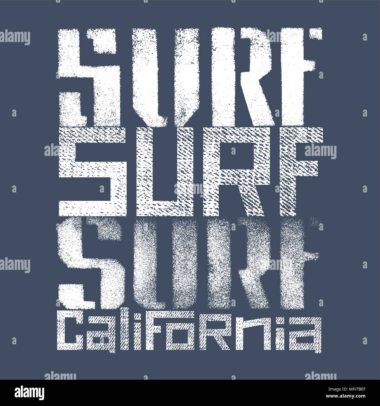 L'oeuvre de surf. Californie Surf lettrage texturés. T-shirt apparel imprimer des graphiques. Graphic Tee original Illustration de Vecteur