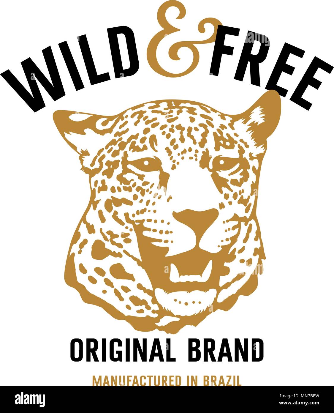 Tête de léopard et le lettrage "sauvages". Cette illustration peut être utilisé comme une impression sur T-shirts et autres vêtements Illustration de Vecteur