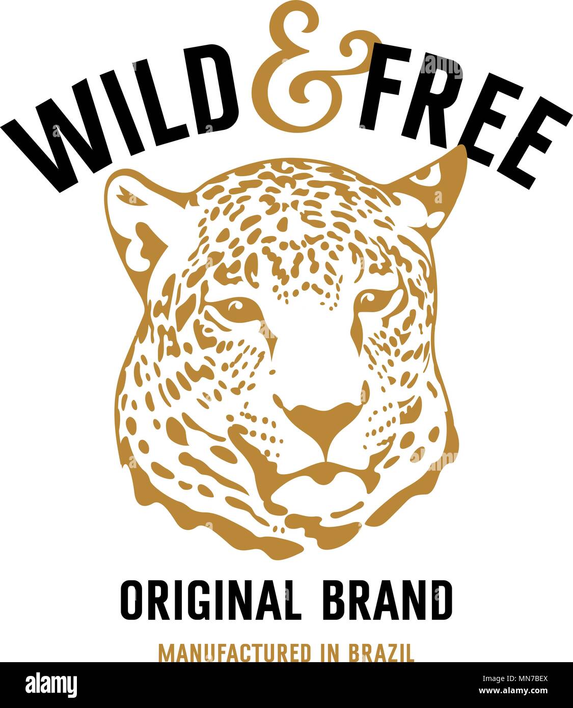 Tête de léopard et le lettrage "sauvages". Cette illustration peut être utilisé comme une impression sur T-shirts et autres vêtements Illustration de Vecteur