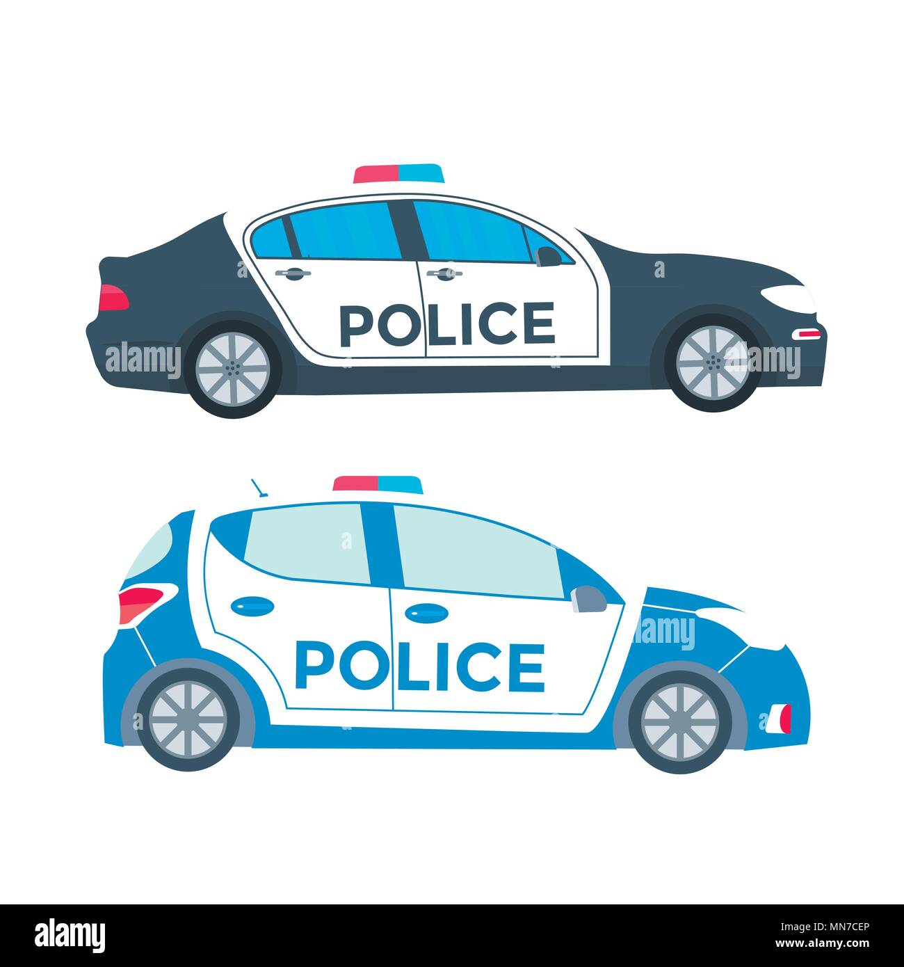 Patrouille de police sur une route avec une voiture de police. Véhicule ...