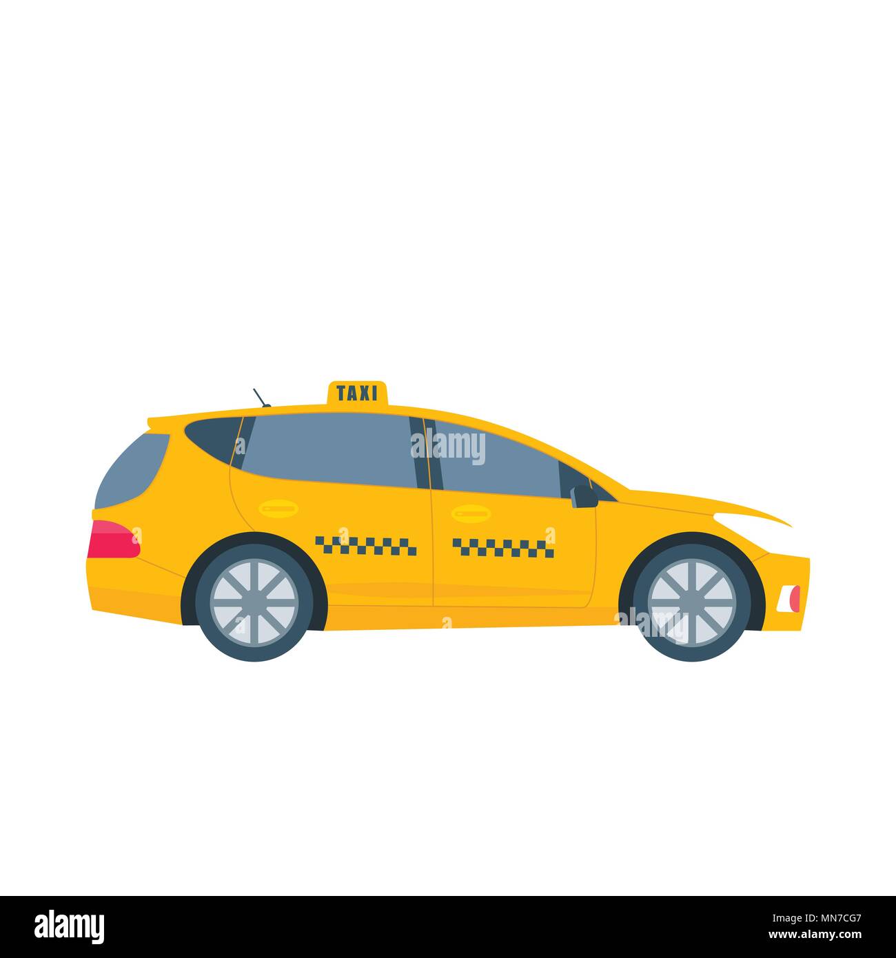 Poster avec la machine yellow cab. Service de taxi public concept. Isolé sur fond blanc. Télévision vector illustration. Illustration de Vecteur