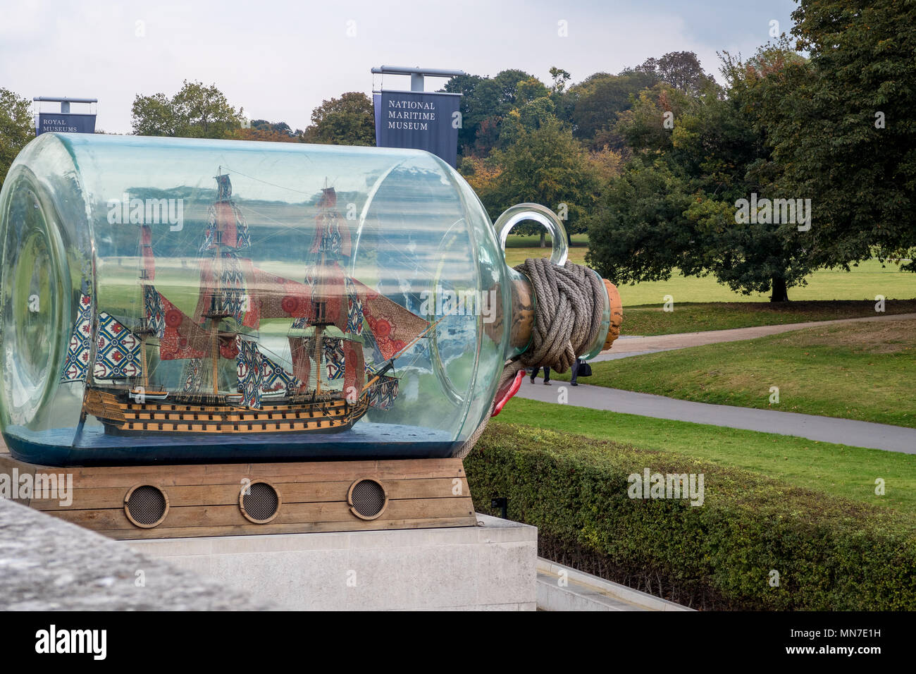 Nelson's ship in a Bottle au National Maritime Museum, Greenwich, Londres. Conçu par Yinka Shonibare MBE Banque D'Images