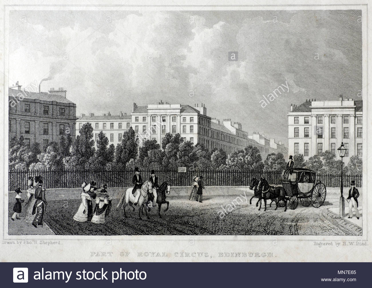 Partie de Cirque Royal Edinburgh, gravure ancienne de 1829 Banque D'Images