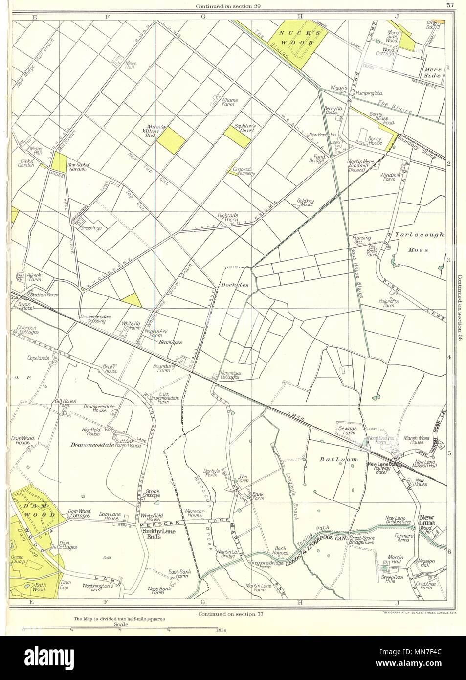LANCASHIRE.Damwood Tarlscough,New Lane,bois,Mose Nuck's 1935 vintage ancien site Banque D'Images