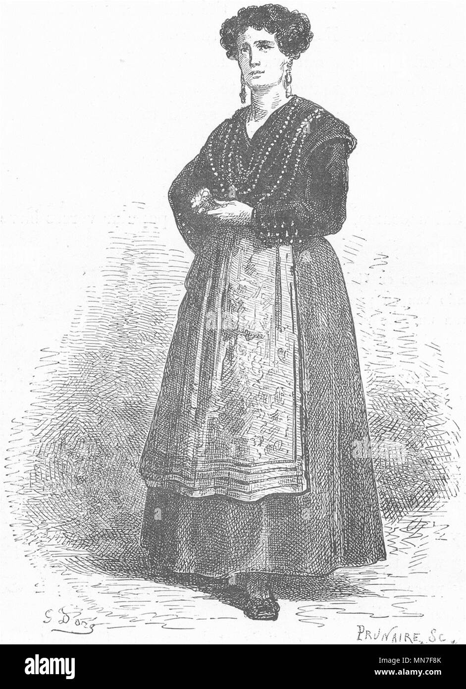 L'ESPAGNE. Maison de vacances Galice, 1881 Costume ancienne vintage print photo Banque D'Images