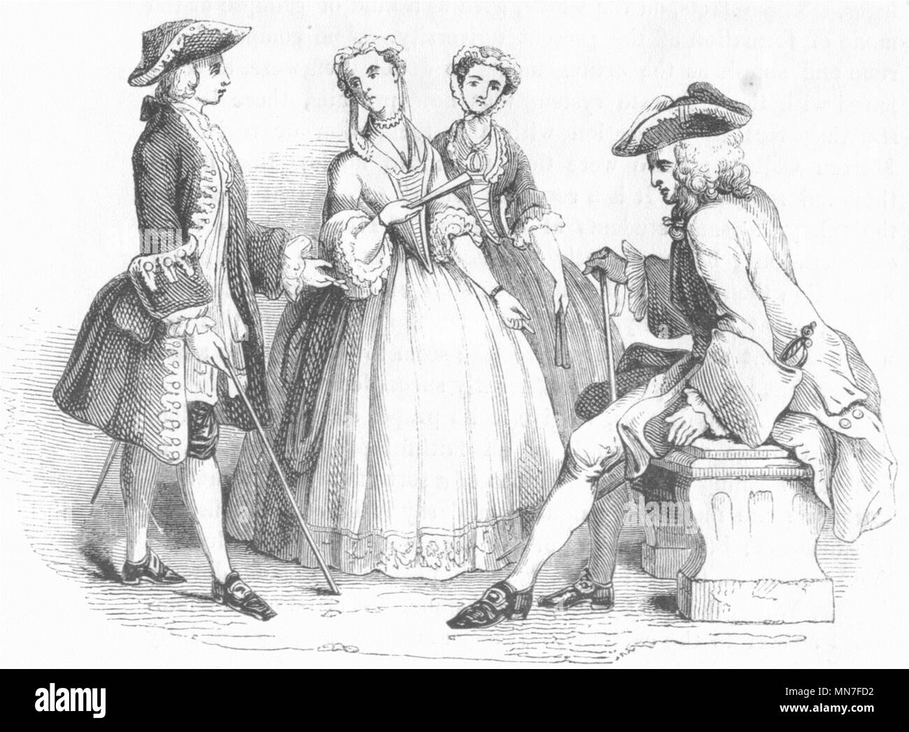COSTUME. Temp George II 1845 ancienne vintage print photo Banque D'Images