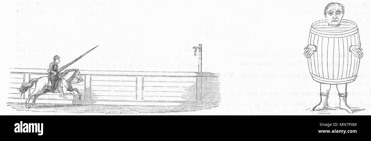 JOUSTING. L'inclinaison, le manteau de l'anneau ; ivrogne 1845 ancienne imprimer photo Banque D'Images